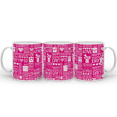 Valentine Seamless Pattern Digital Printed Pink Coffee Mug